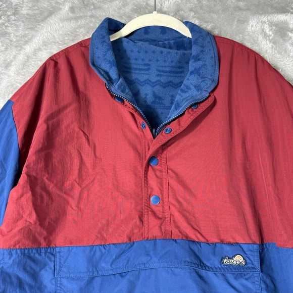 Chubbies Men's Large Red Blue Reversible Fleece Pullover Jacket Retro 90s Style - Picture 3 of 11